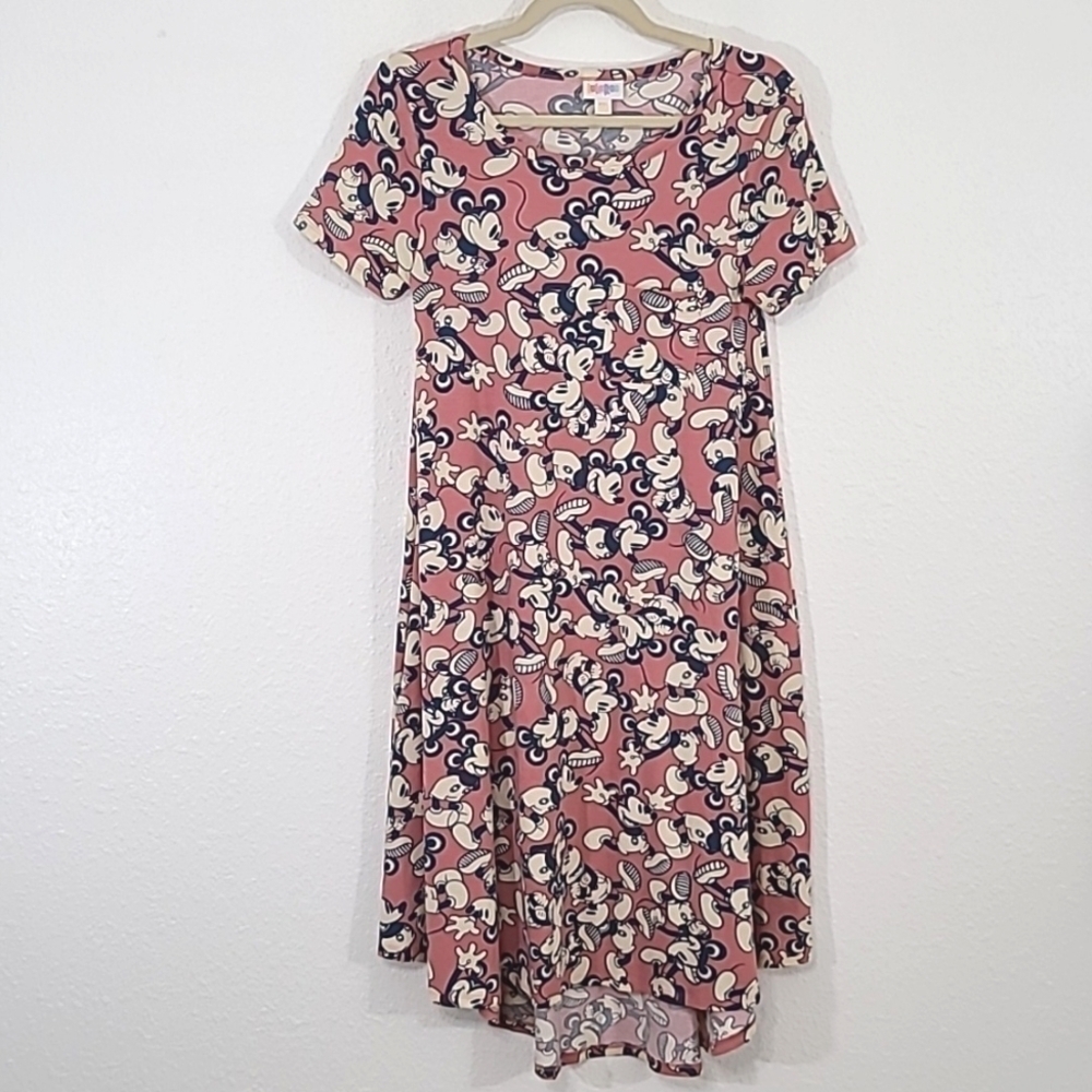 LULAROE Mickey Mouse Disney Pink/Blue (Carly) Dress, size XXS